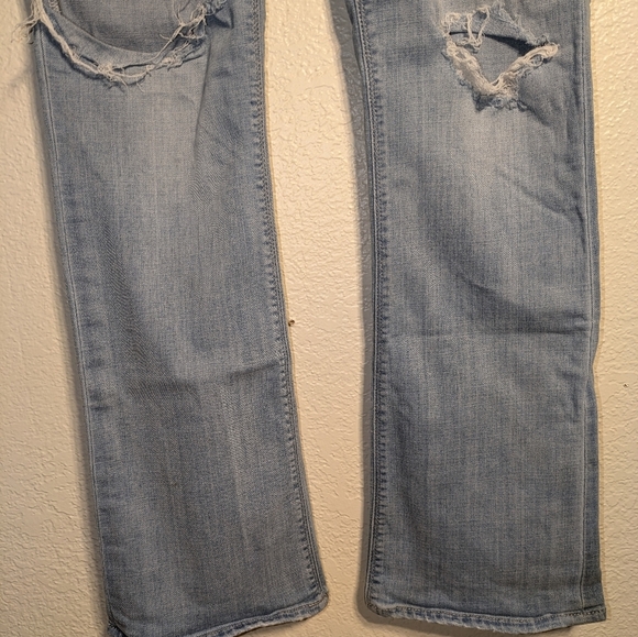 Express Light Blue Distressed Women's Jeans barely boot low rise size 12r - Picture 3 of 12